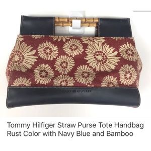 🔥TOMMY HILFIGER 👜 BAMBOO & WOVEN HANDBAG 👜🔥USED